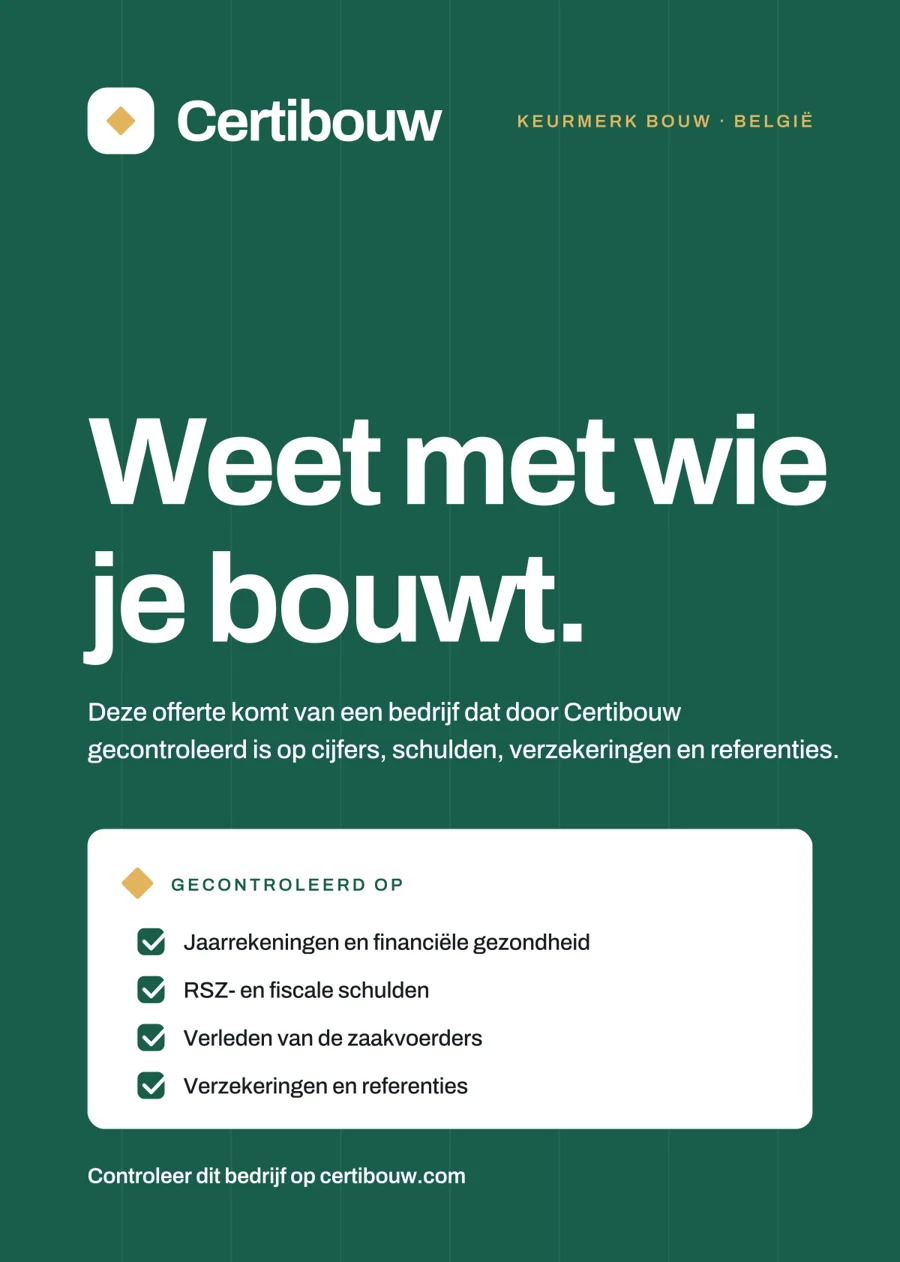 Offertemap met het Certibouw-keurmerk: weet met wie je bouwt.